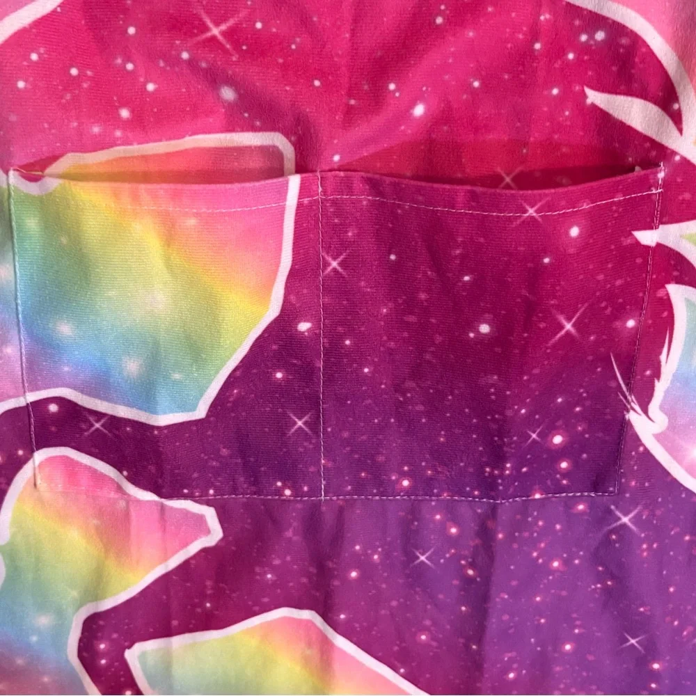 Girl’s Rainbow Unicorn Chef Apron and Hat Set, Kids Size 10